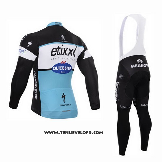 2015 Maillot Ciclismo Etixx Quick Step Noir et Blanc Manches Longues et Cuissard